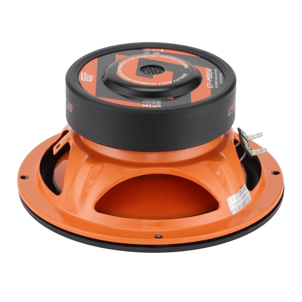 KIT SET PER BASS FACE GT AUDIO GT-MB6/4 1 woofer midbass da 16,5 cm 165 mm 6,5" di diametro, 80 watt rms 160 watt max, impedenza 4 ohm, portiere sportelli, per auto, 1 pezzo