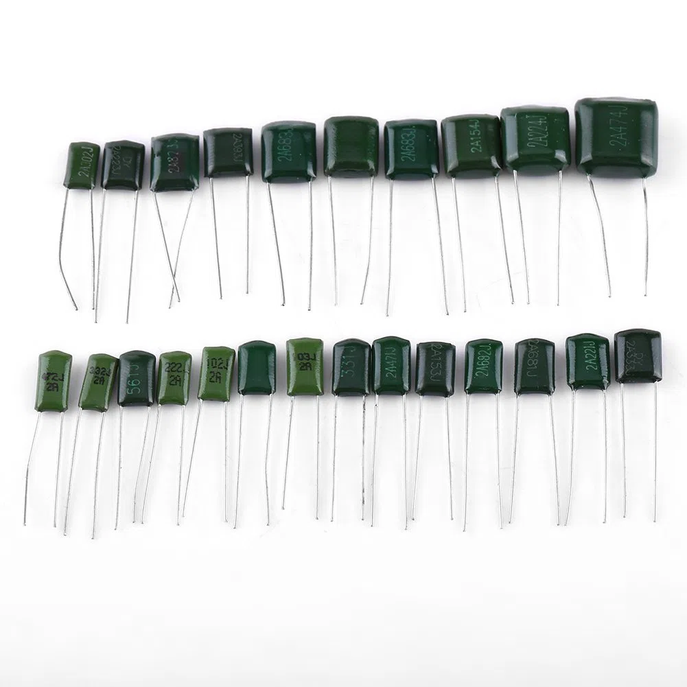 Duokon Kit Assortimento Condensatori a Film in Poliestere, Set di Condensatori Elettronici 660 Pezzi 24 Valori, 100 V da 0,22 NF a 470 NF con Scatola Trasparente per Studenti di Laboratori di