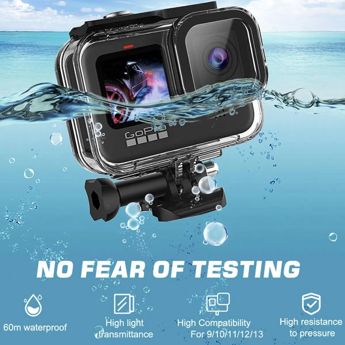 Kit di accessori per Gopro Hero 13, custodia impermeabile, impugnatura galleggiante, 2 set pellicola protettiva, guaina in silicone, filtri rossi, inserti anti-appannamento