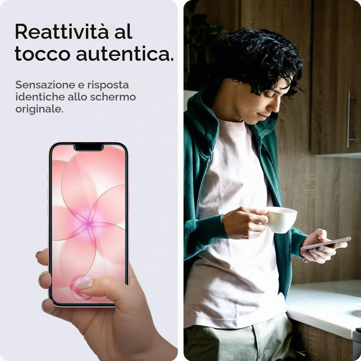 Spigen Glas.tR EZ Fit Vetro Temperato compatibile con iPhone 17e, iPhone 16e, iPhone 14, iPhone 13, iPhone 13 Pro, 2 Pezzi, Cristallino, Durezza 9H Pellicola prottetiva