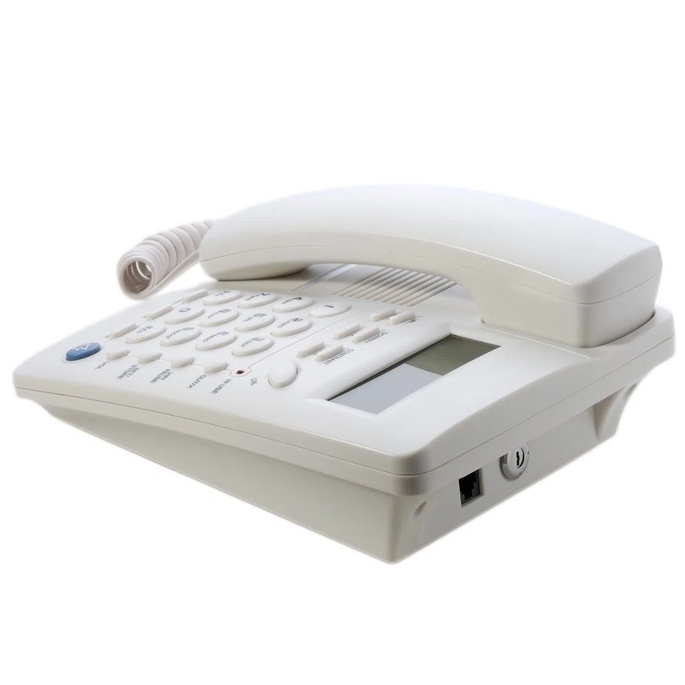 Ornin Y043 Telefono fisso con altoparlante, visualizzazione chiamate tramite LCD, Bianco
