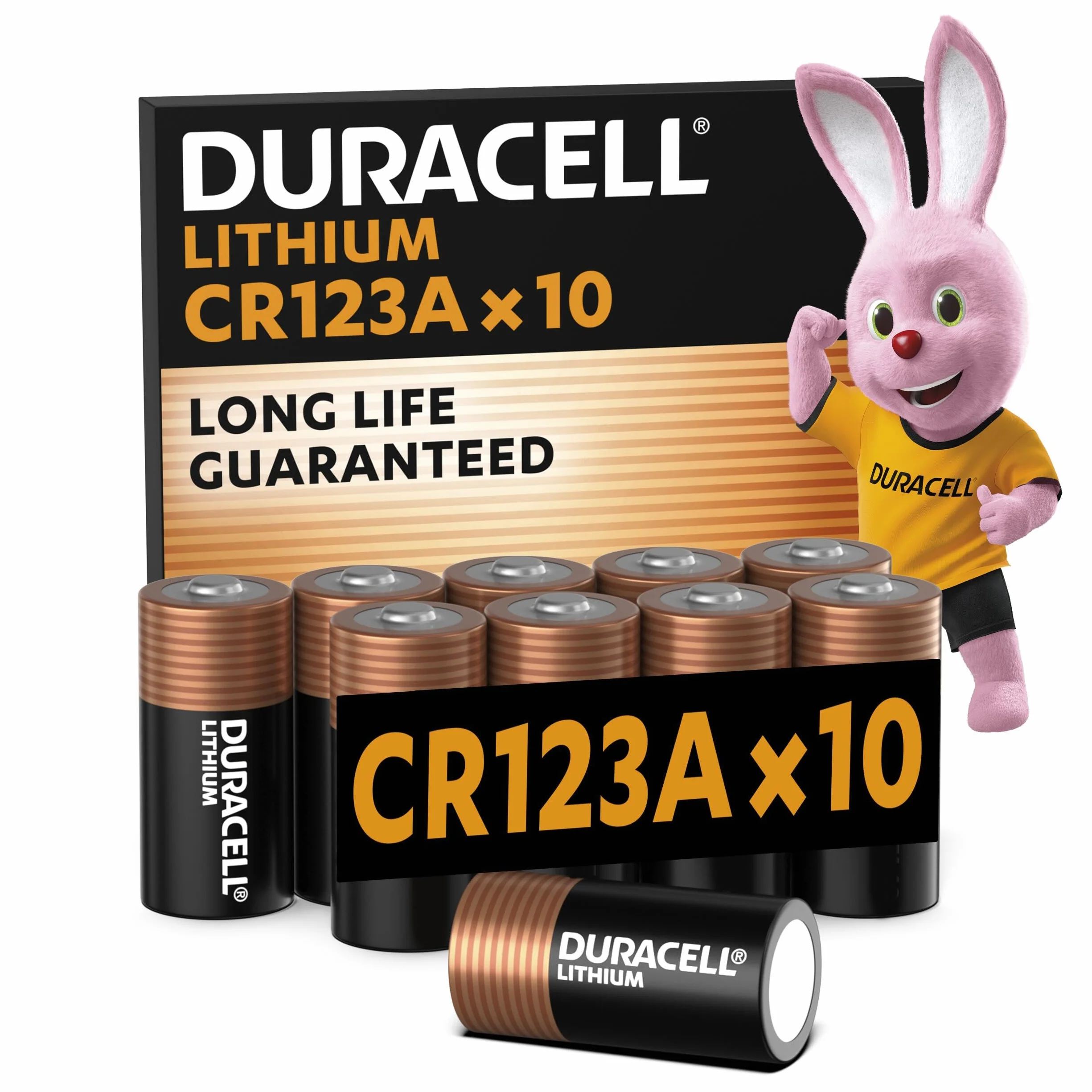 DURACELL CR123 (confezione da 10) al litio ad alta potenza da 3 V (CR123A / CR17345) – Lunga durata garantita – Pile per l’utilizzo in telecamere, torce, rilevatori di fumo