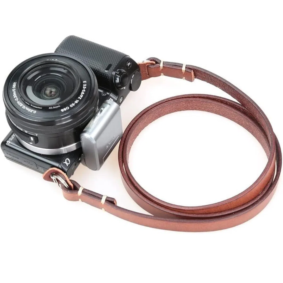 Tracolla per fotocamera con collare in pelle naturale per fotocamera DSLR SLR compatta per Sony, Canon, Pentax, Nikon, Olympus, ecc