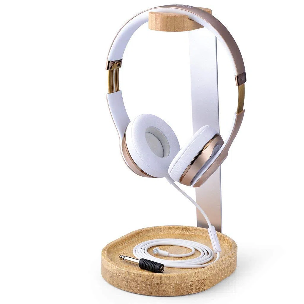 Avantree Universale Headset Stand Cuffie Supporto Legno & Alluminio con Ferma Cavo