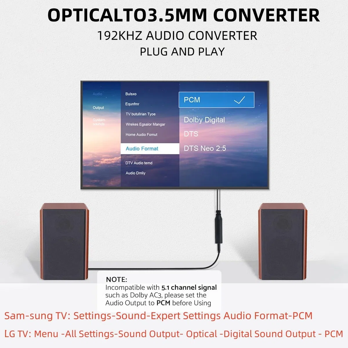 Da trasduttore ottico a 3,5 mm, adattatore audio Toslink a jack Aux Digital ad analogico, adattatore ottico con cavo audio rimovibile da 3,5 mm, per HDTV Blu-Ray HD DVD