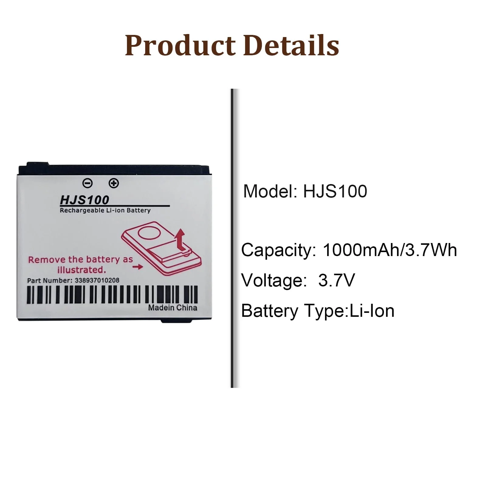 Batteria di ricambio HJS100 compatibile con Becker HJS 100, HJS-100, Map Pilot, Replaces Becker 338937010208 Mercedes Benz Map Pilot, VW Map Pilot