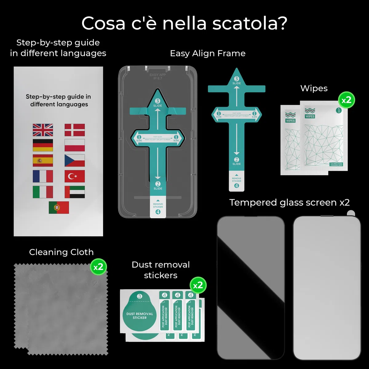 Deppa | 2 pezzi | Pellicola protettiva anti luce blu certificata per iPhone 17e/16e/14/13/13 Pro (6,1") | Vetro temperato ultra resistente | Copertura totale, senza bolle | Installazione facile