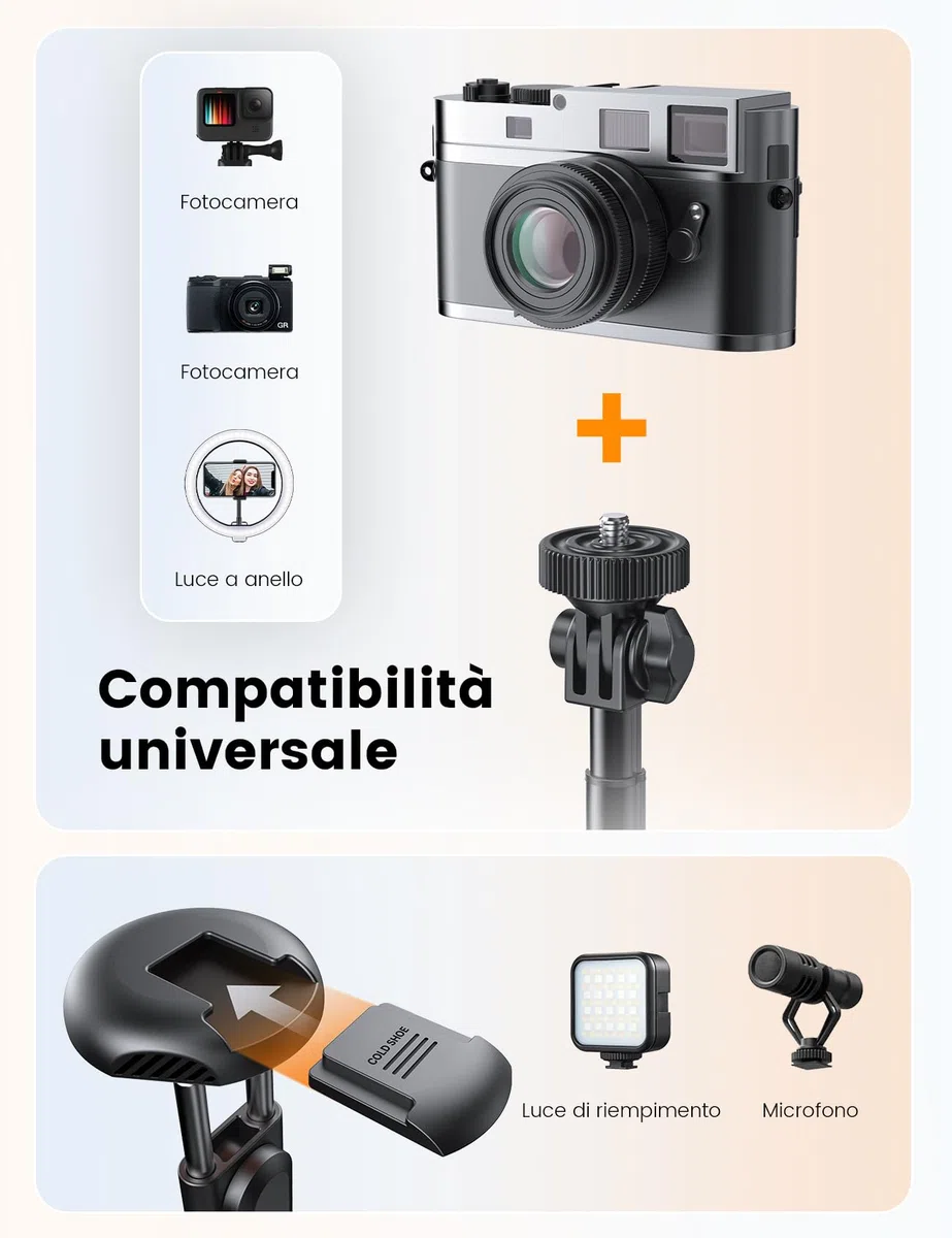 ANXRE 180cm Treppiede Per Smartphone Monopiede Portatile, NT79 Estensibile Bastone Selfie Cavalletto Per Smartphone Selfie Stick Compatibile Con iPhone/Samsung/Gopro/Telecamera