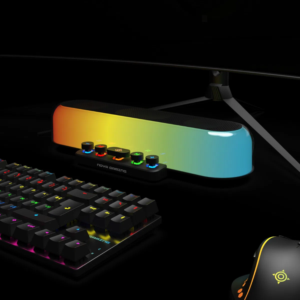 Nova Gaming URSAE - Barra di Suono Gaming RGB Bluetooth 5.3 - Altoparlante PC Stereo 10W, Suono Potente, Design Compatto - Connessione USB/Jack/Micro-SD - PC, Console, Smartphone, Senza Fili