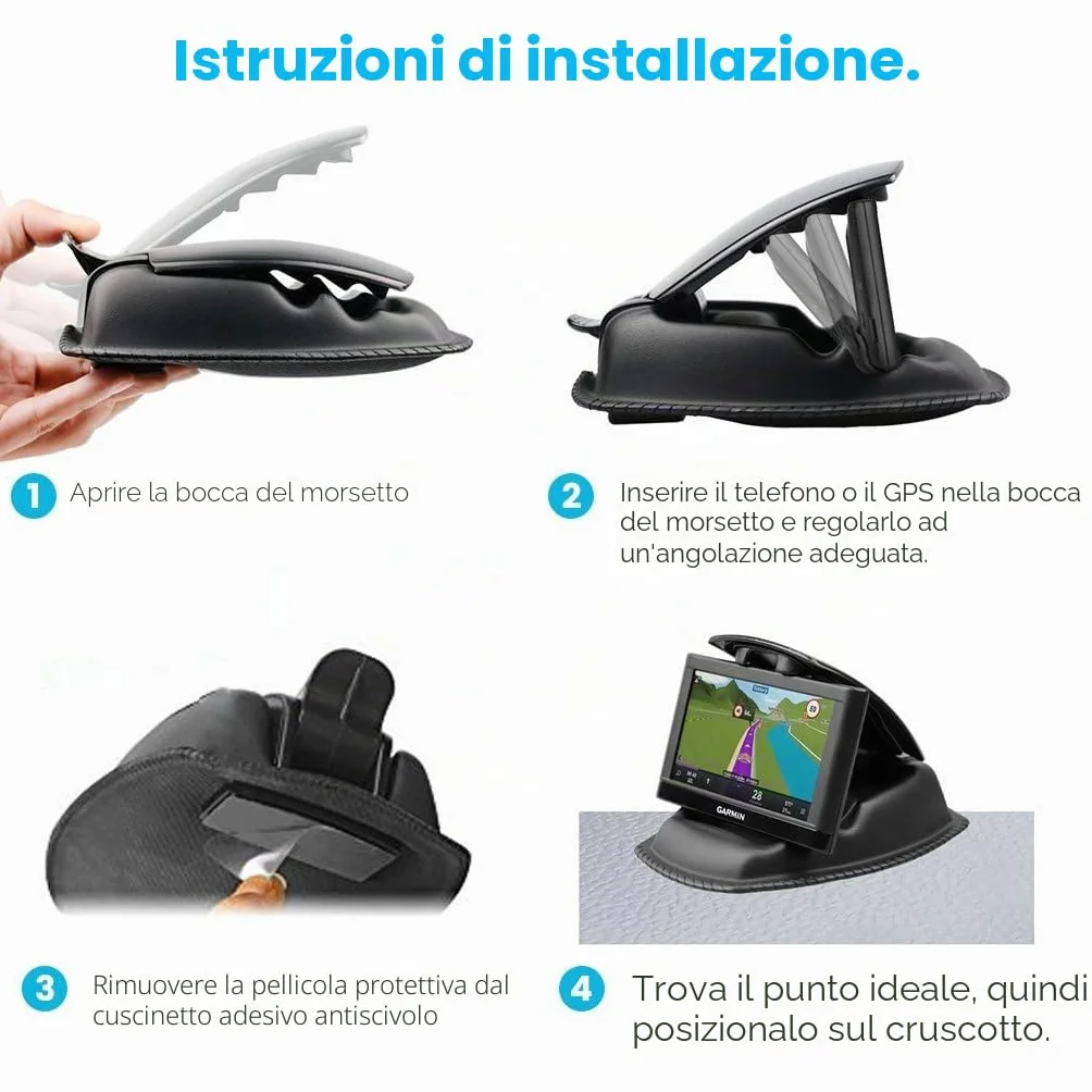 APPS2Car Supporto GPS 2 in 1 Antiscivolo per Auto Camion Garmin Nuvi Tomtom Via GO Magellan Roadmate iPhone
