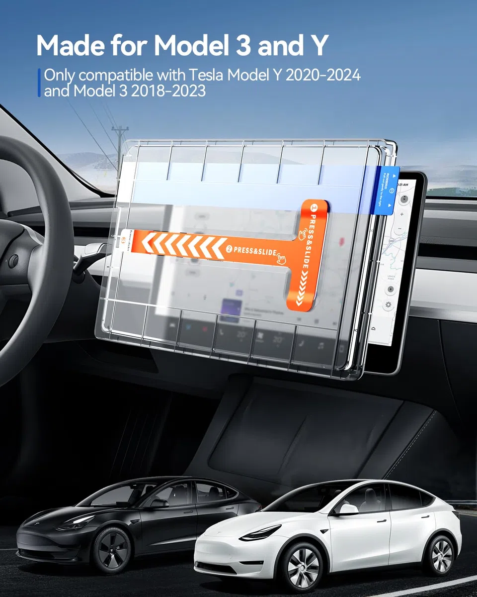 Pellicola protettiva per Tesla Model Y 2020-2024 e Model 3 2018-2023, opaca, antiriflesso, 9H, in vetro temperato anti-impronte, pellicola proteggi schermo Tesla Model Y Model 3