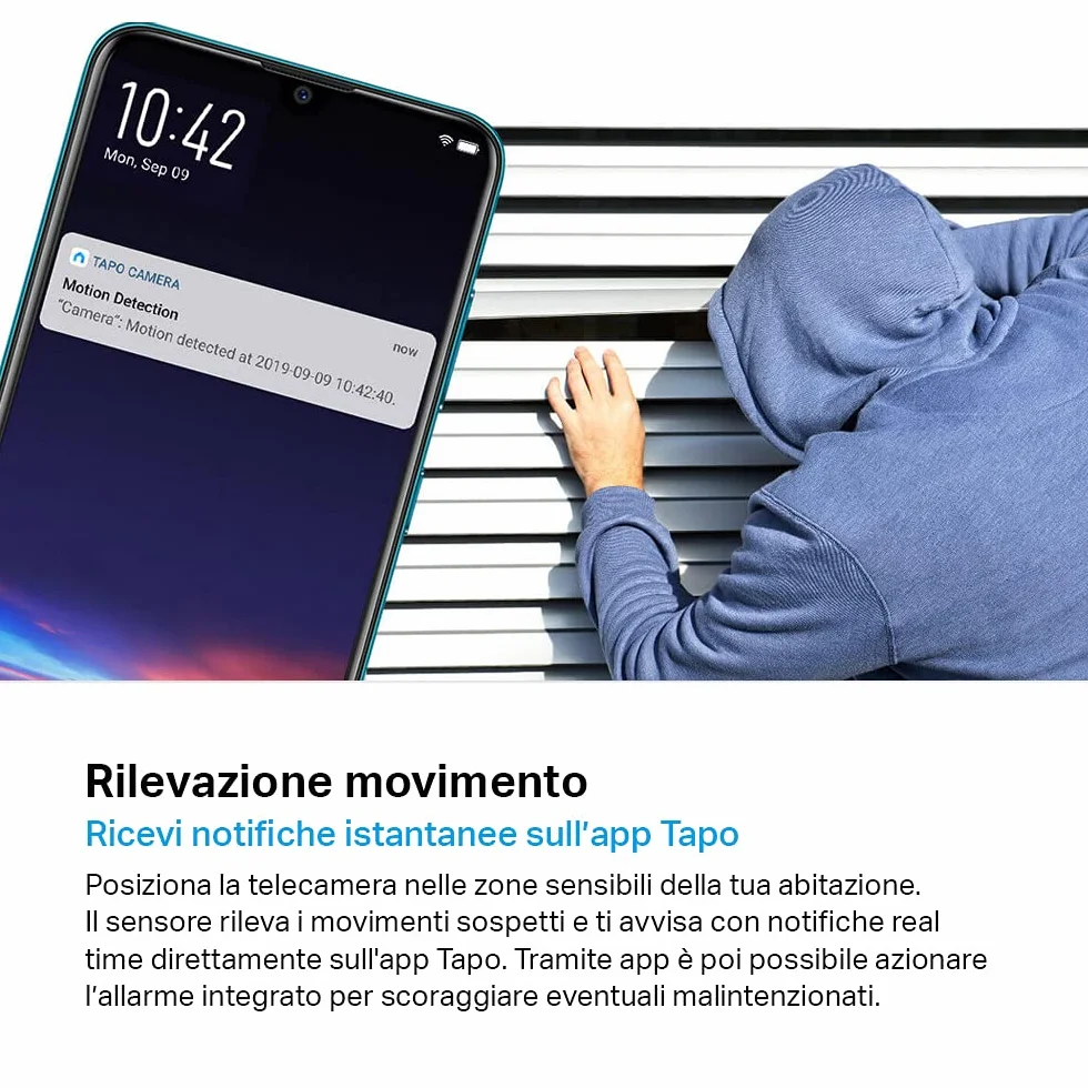 Tapo C210 Telecamera Wi-Fi Interno 2K(3MP), Videocamera Sorveglianza, Visione Notturna, Notifiche in Tempo Reale, Storage su Cloud, MicroSD fino a 512GB, Funziona con Alexa e Google Assistant
