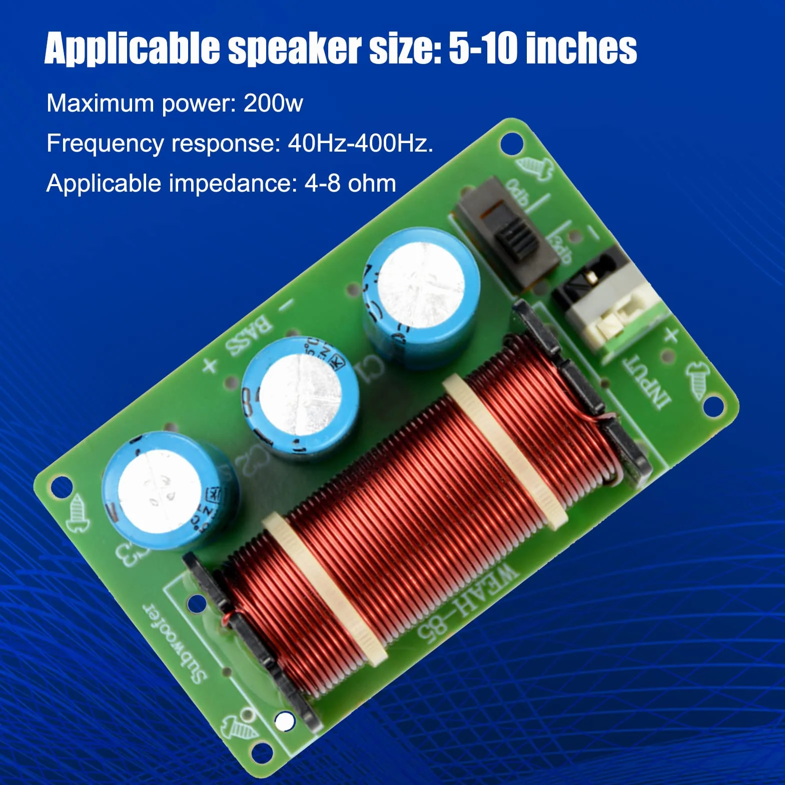 Filtro crossover-200W Pure Bass Subwoofer Divisore di frequenza Altoparlante audio Filtro crossover a canale singolo