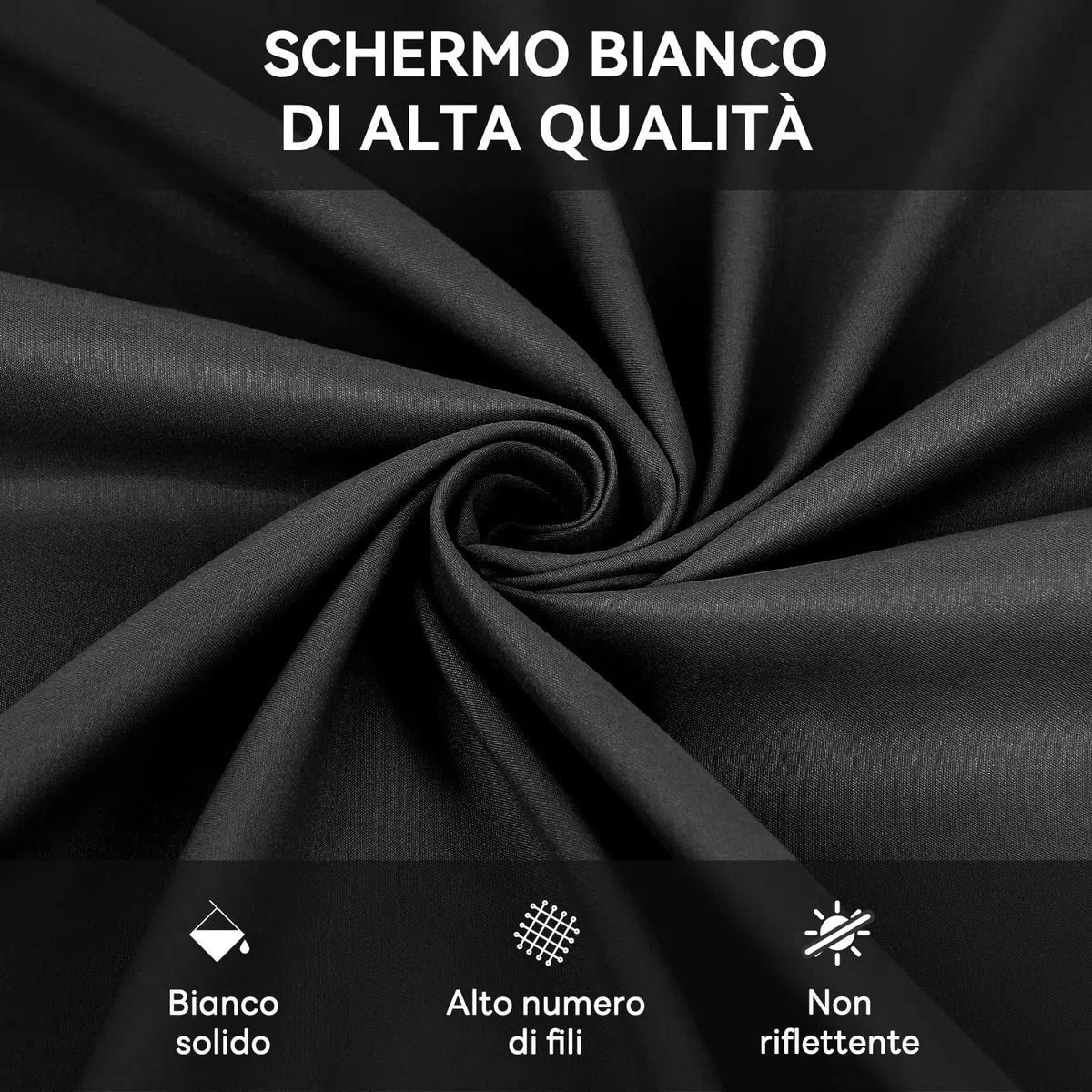 Heysily Sfondo Fotografico Telo Nero 2x3m - Fondale Fotografico Lavabile per Studio Fotografia, Streaming, YouTube e Produzione Video, Sfondo Portatile e Pieghevole con 4 Terminali