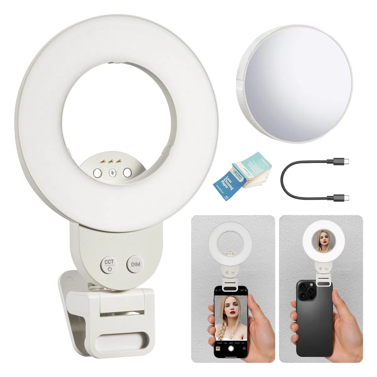 GODOX Litemons LR30Bi Luce Selfie LED Ring Light, 2800K-6500K Anello Luce con Clip e Specchio, 5 Luminosità Regolabile, Illuminazione in Uscita Continua per Telefono Laptop Vlog Trucco Streaming Live