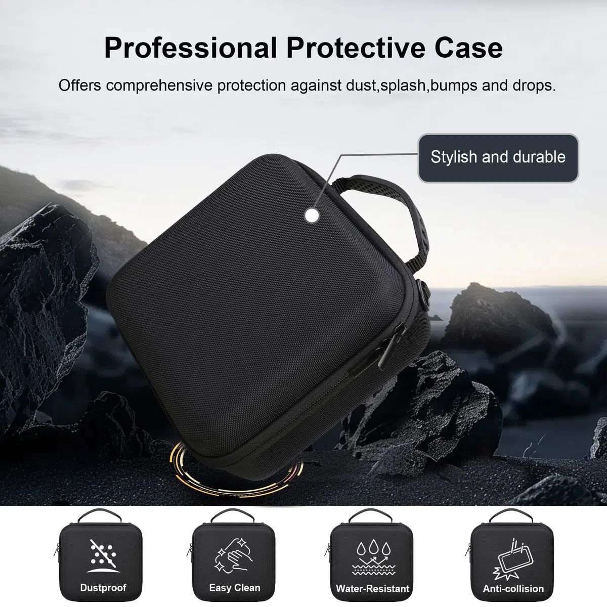 RAIALL Custodia per fotocamera digitale mirrorless Sony Alpha a6000/a6400/Sony Alpha 7 II III IV/ZV-E10 e obiettivo, borsa da viaggio rigida per fotocamera vlogging con tracolla e 3 divisori, Nero