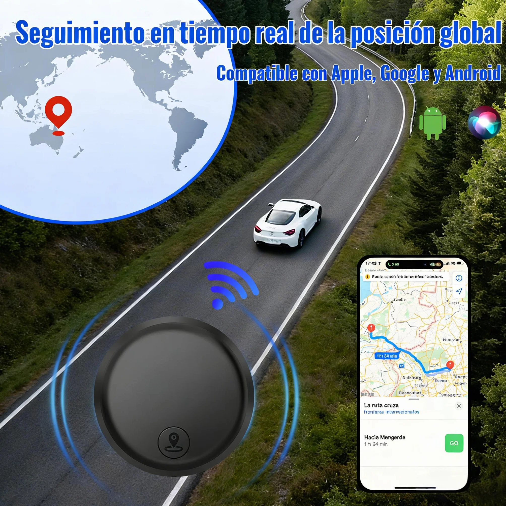 Localizzatore GPS per auto,Tracker di auto(compatibile con iOS e Android) Magnetico impermeabile Localizzatori di oggetti Bluetooth,Localizzatore GPS senza abbonamento,Tracker GPS per Valize