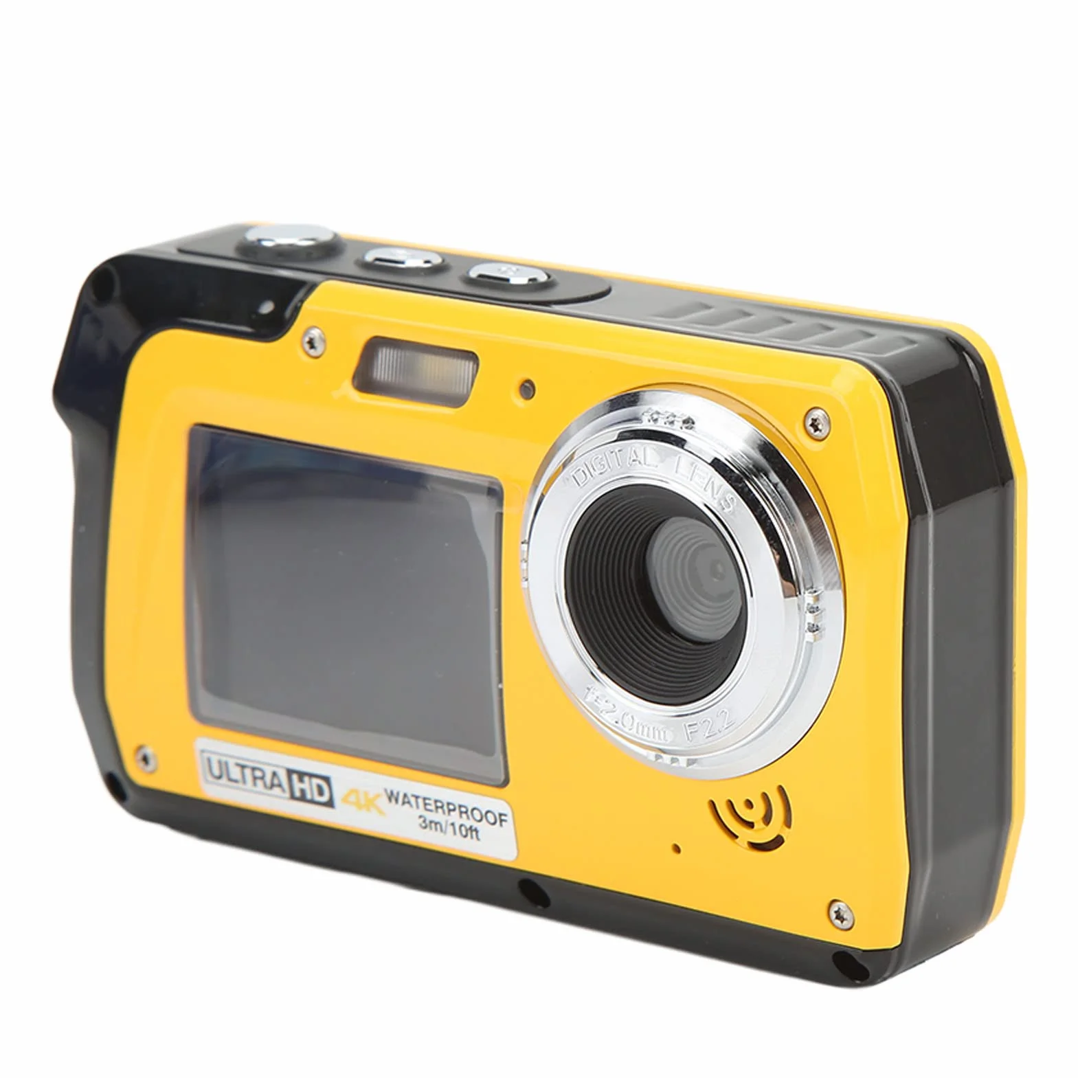 Fotocamera Digitale Impermeabile, Fotocamera Subacquea a Doppio Schermo 4K 56 MP, Zoom Digitale 18X Videoregistratore da 10 Piedi Selfie, per Esterni, Bambini, Ragazzi