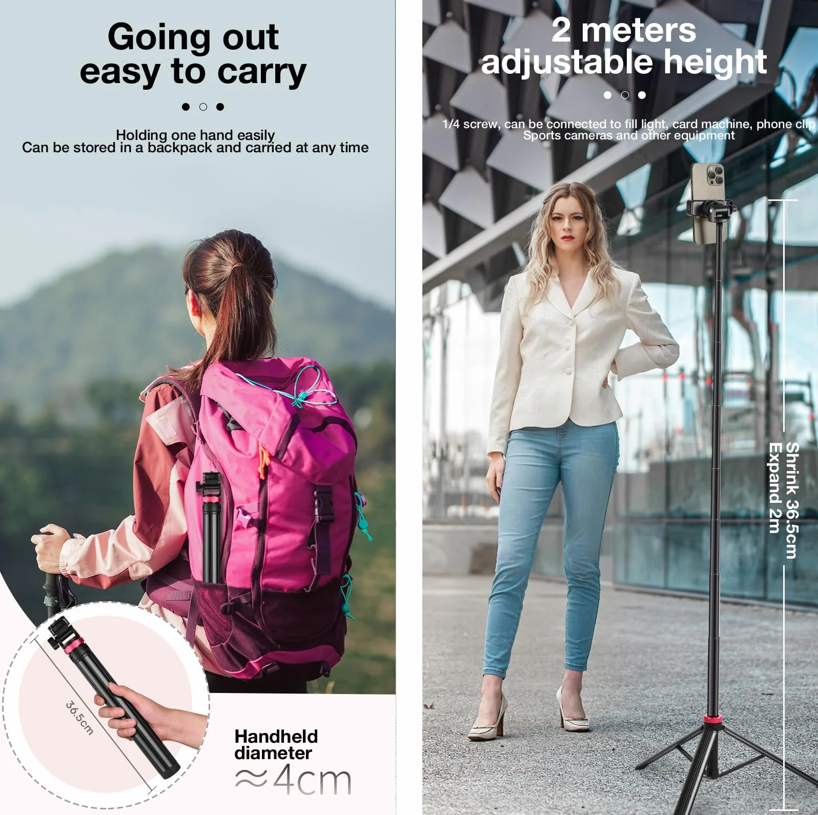 Osmo-Mobile - Treppiede da pavimento per DJI Osmo Mobile SE 7P 7 6 5 4 / Osmo-Pocket 3 2 1 / Osmo Action 5 pro 4 3 2 1