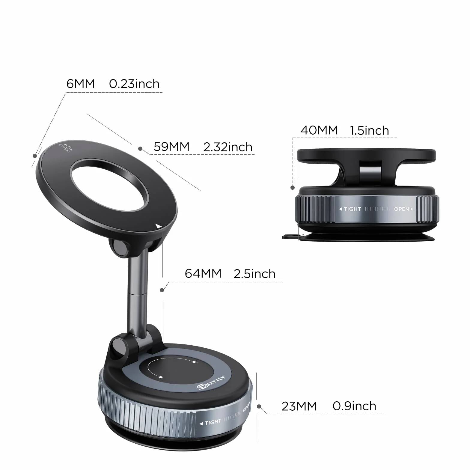 MSXTTLY Supporto Magnetico Cellulare Auto Vmag-S1, Supporto Telefono Auto per Magsafe, 360° Rotazione Pieghevole, Magnete Super Compatibile con tutti i telefoni con iPhone 17-12 Pro MAX e Android Nero
