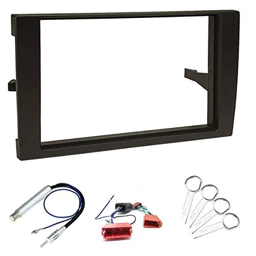 Sound Way Kit Montaggio Autoradio 2 DIN, Mascherina Doppio DIN, Chiavi di Smontaggio, Adattatore Antenna, Cavo Connettore ISO Compatibile con Audi A4 B6 B7, Seat Exeo