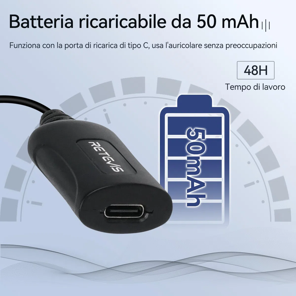 Retevis Cancellazione Attiva Del Rumore Walkie Talkie Auricolare, 2 Pin Cuffie Radio con PTT, Auricolari Walkie Talkie Compatibile con Kenwood Radio Bidirezionale RT24 RT668 RT27 RT622 (1pcs)