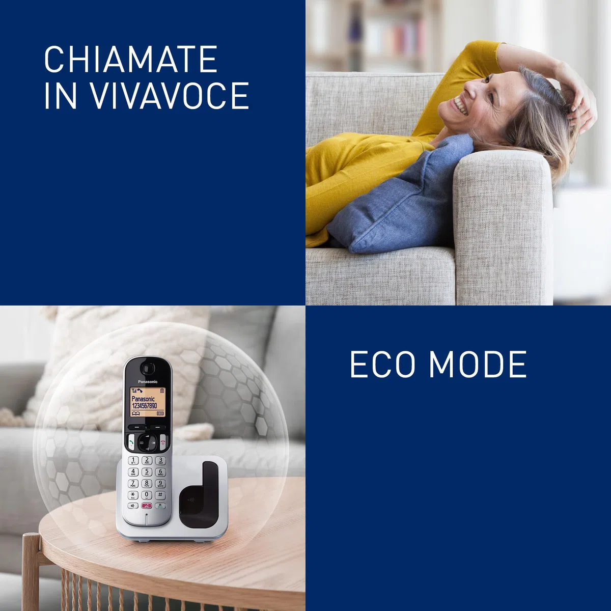 Panasonic KX-TGC250JTS Telefono Cordless Digitale, Unità Base e Ricevitore Singolo, ID Chiamante, Blocco Chiamate Indesiderate, Vivavoce, Modalità Eco One Touch, Sveglia Evoluta, Display LCD, Argento