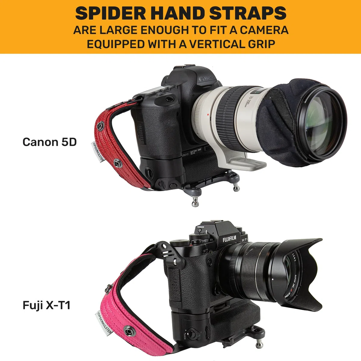 SPIDER HOLSTER SpiderPro Camera Hand Strap v2 with Snap Assembly and Optional Wrist Strap DSLR and Mirrorless Compatible