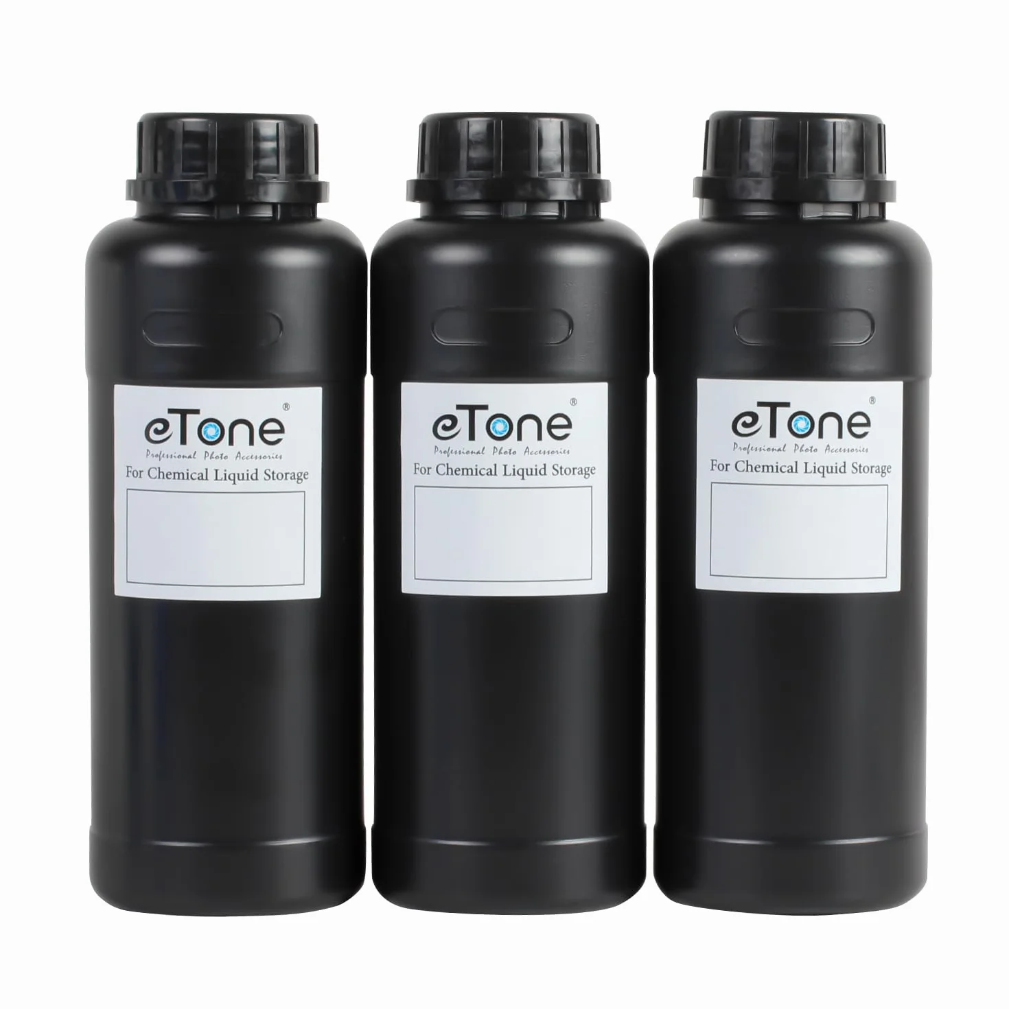 3X 500ml Bottiglia di Plastica di Stoccaggio di Prodotti Chimici di Laboratorio Camera Nera per lo sviluppo di film. (3X Nero)