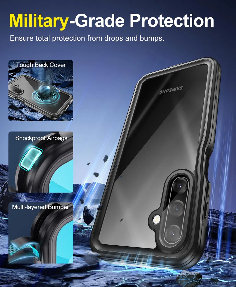 Beeasy Cover per Samsung Galaxy A17 IP68 Impermeabile, 360 Antiurto Resistente Rugged Custodia con Fotocamera/Schermo Protezione, Integrale Indistruttibile Antipolvere Subacquea Acqua Case, 6.7", Nero