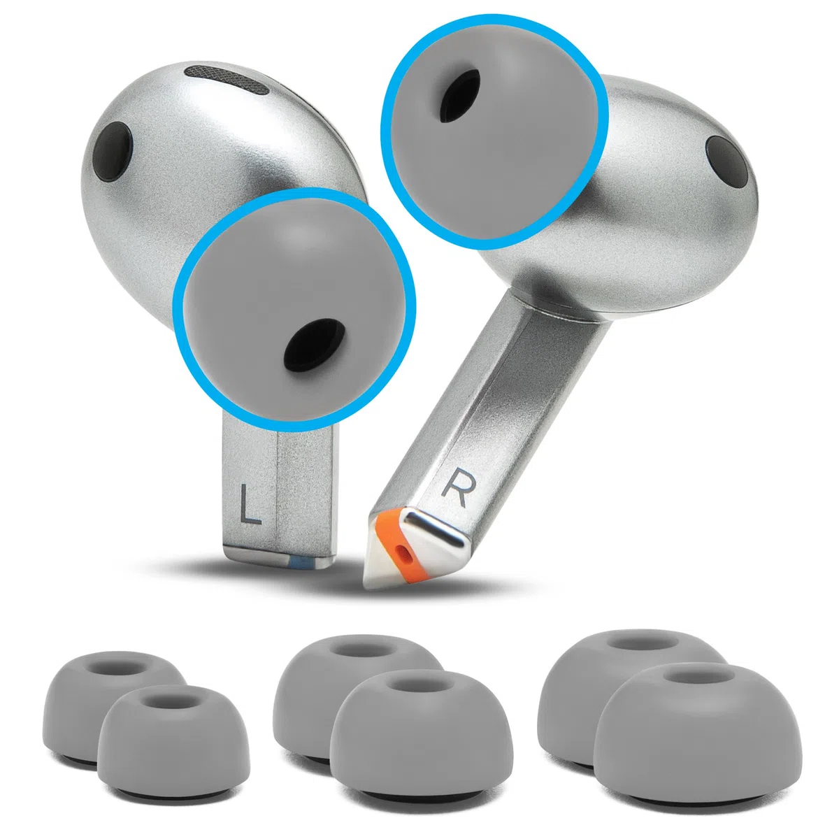 WC TipZ Galaxy – Gommini in Memory Foam Compatibili con Samsung Galaxy Buds Pro 3 & Pro 4 di Wicked Cushions | Comfort, Tenuta e Rimbalzo Migliorati | Grigio