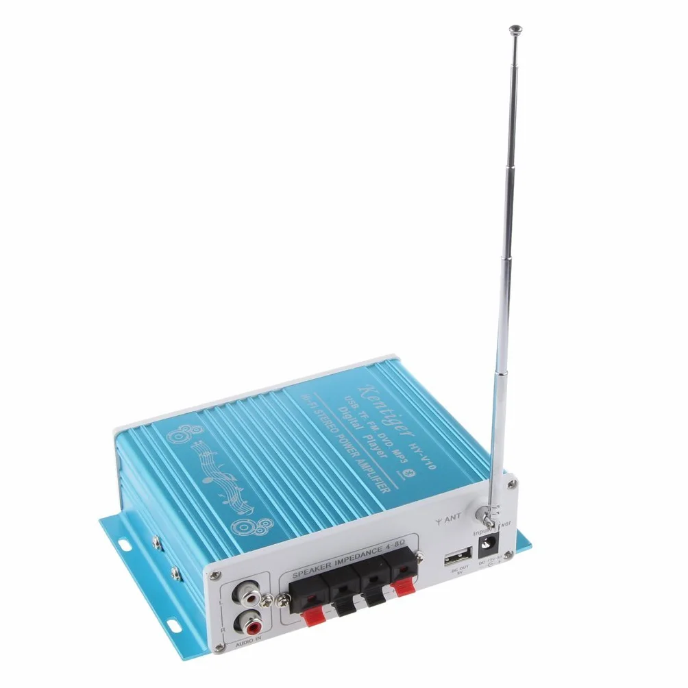Mini Bluetooth Hi-Fi Audio Stereo AMP Bass Booster MP4 12V di sostegno FM / MP3 / TF/USB/DVD per automobile Auto Moto Auto CD DVD