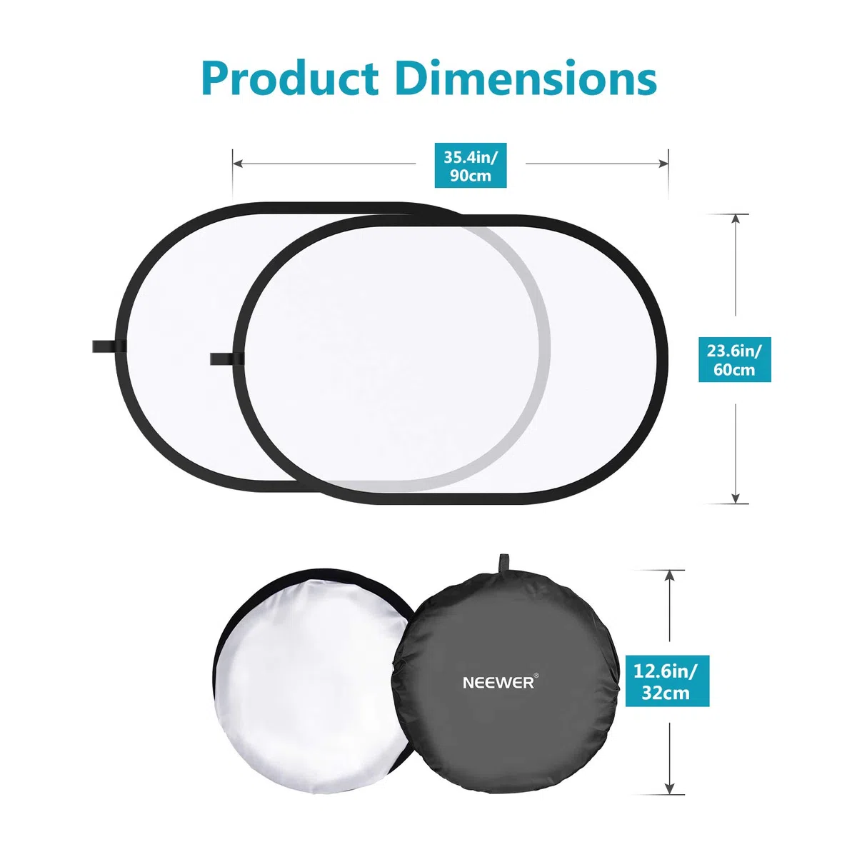 Neewer Fotografia Studio di Luce Riflettore Pop-out Pieghevole Diffusore Morbido Disc Panello con Custodia da Portare per Studio e Ritratto Outdoor Fotografia Prodotto Ripresa Video(23,6x35")