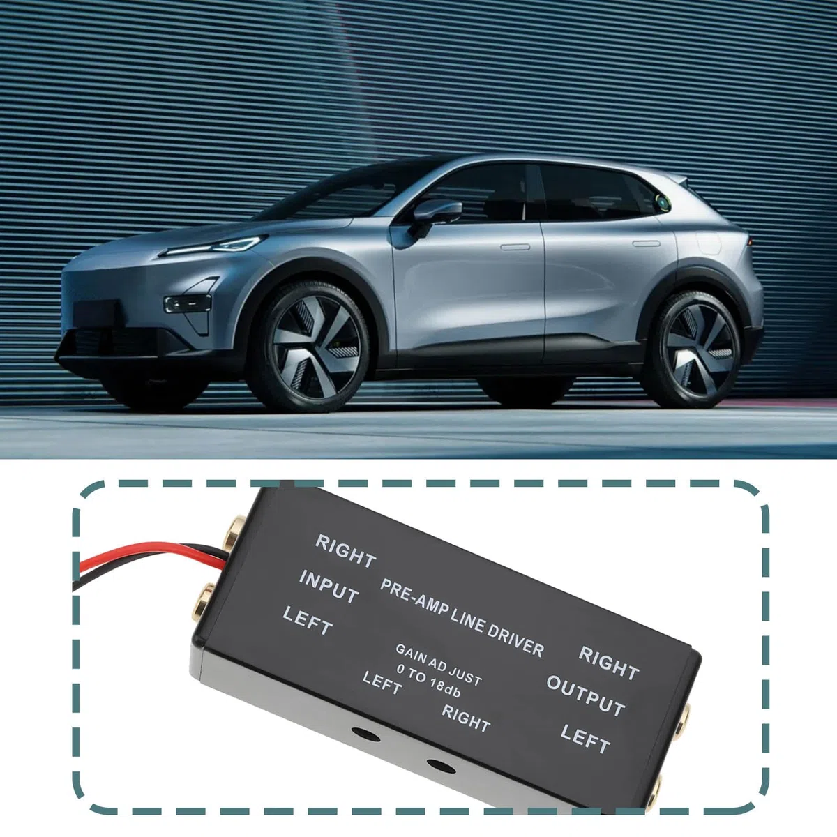 ECSiNG Pre-Amp RCA Driver Amplificatore di Segnale Ingresso/Uscita Gamma Regolabile 0.1-18dB per Auto Barca