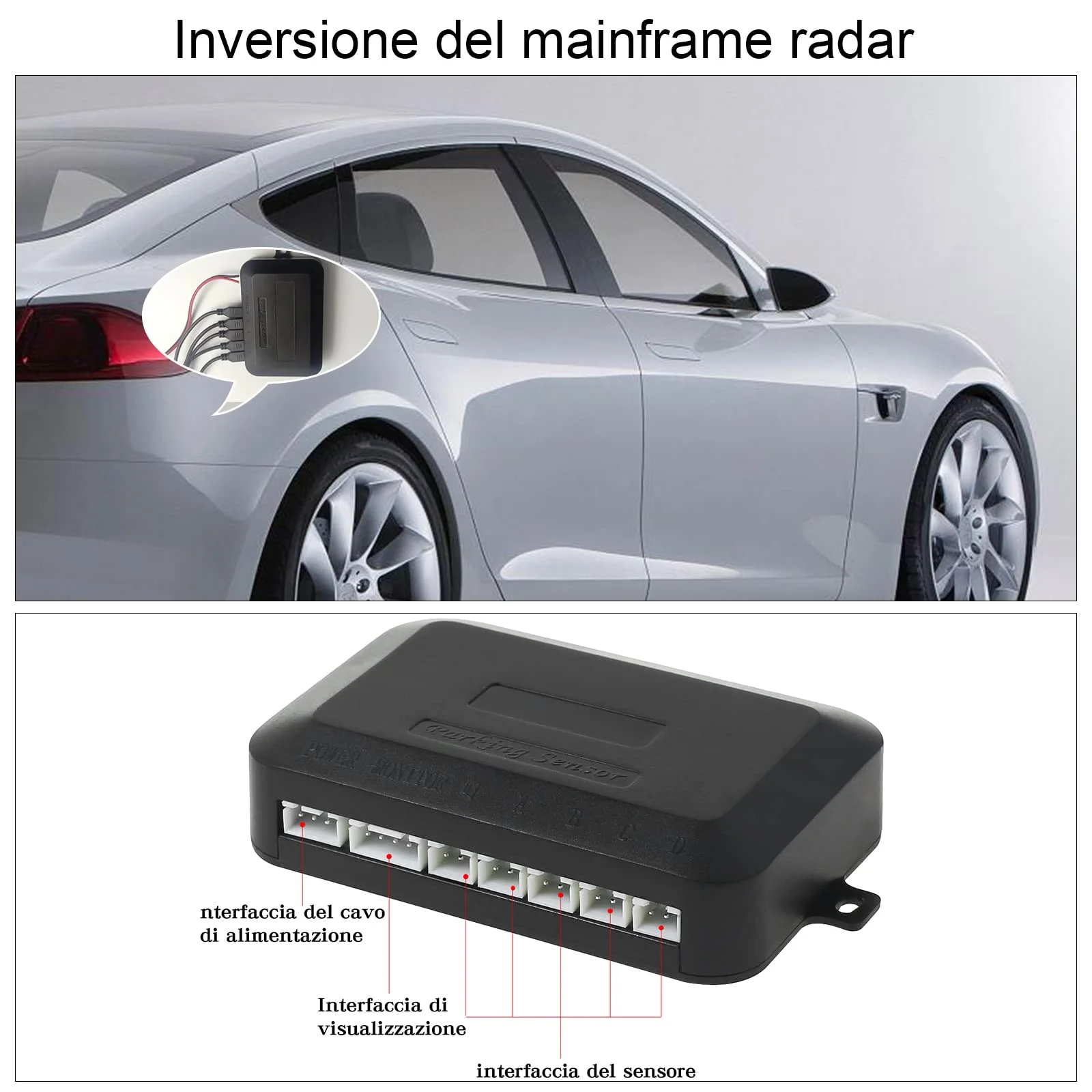 Sensore di parcheggio Sensore radar di retromarcia Kit radar di retromarcia Contiene 4 sensori di parcheggio, avviso acustico. (nero)