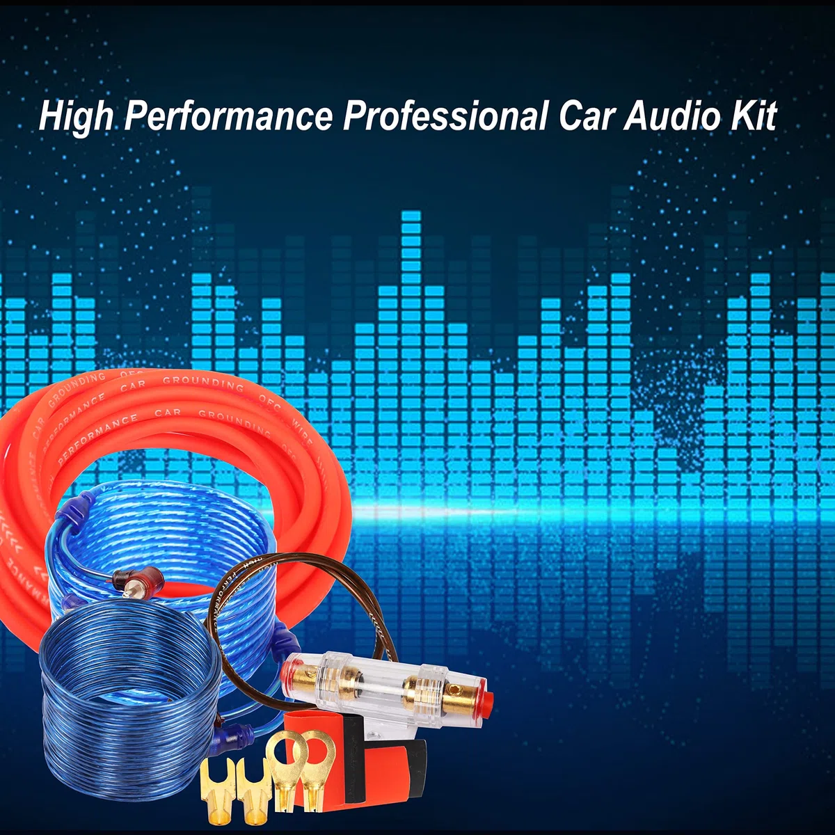 XMSJSIY Kit di cablaggio audio per auto Kit di cavi per amplificatore 1500 Watt installazione stereo per auto subwoofer con fusibile per auto camion moto 10 Gauge Amp