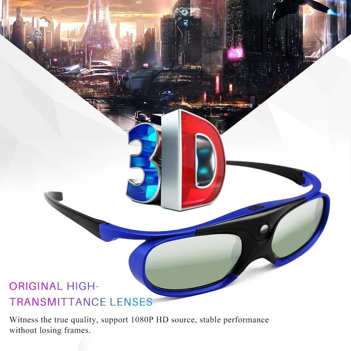 Occhiali 3D ONEVER Ricaricabili Occhiali 3D per tutti i proiettori DLP Link 3D Ricaricabili Compatibile con Acer ViewSonic BenQ Optoma Viewsonic DLP Proiettore