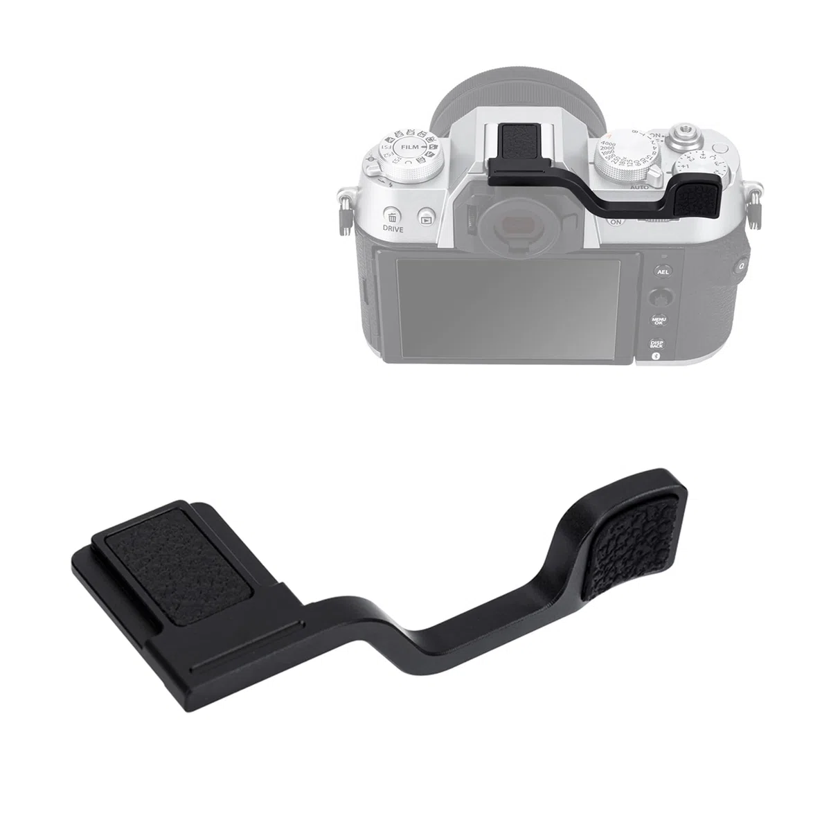 JJC XT50 Impugnatura Pollici Metallo per Fotocamera Fuji X-T50 Migliore Equilibrio & Grip Comodità, Hot Shoe Mount Pollice Supporto Migliorato Maniglia, Nero