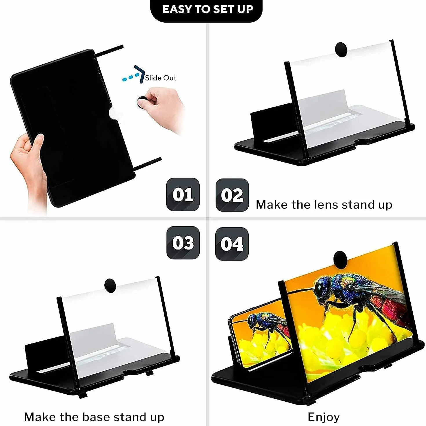 18 pollici ingranditore schermo smartphone,3D HD lente ingrandimento smartphone, Amplificatore schermo cellulare, anti- blu per tutti gli smartphone