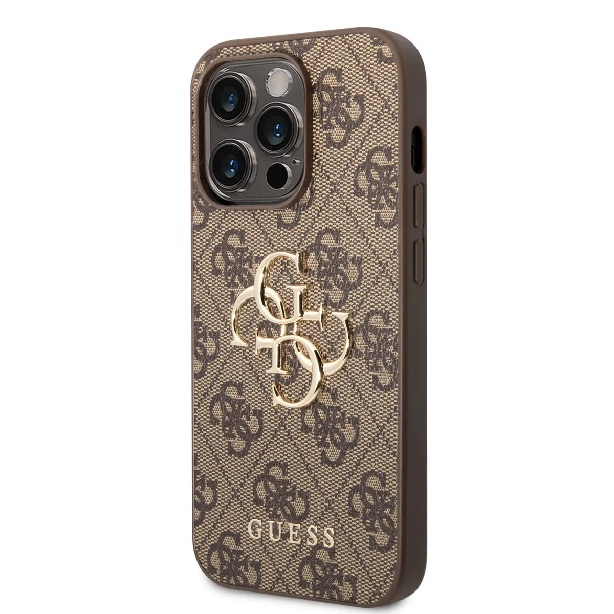 Guess Logo dorato compatibile con iPhone 14 Pro Max – marrone GUHCP14X4GMGGR