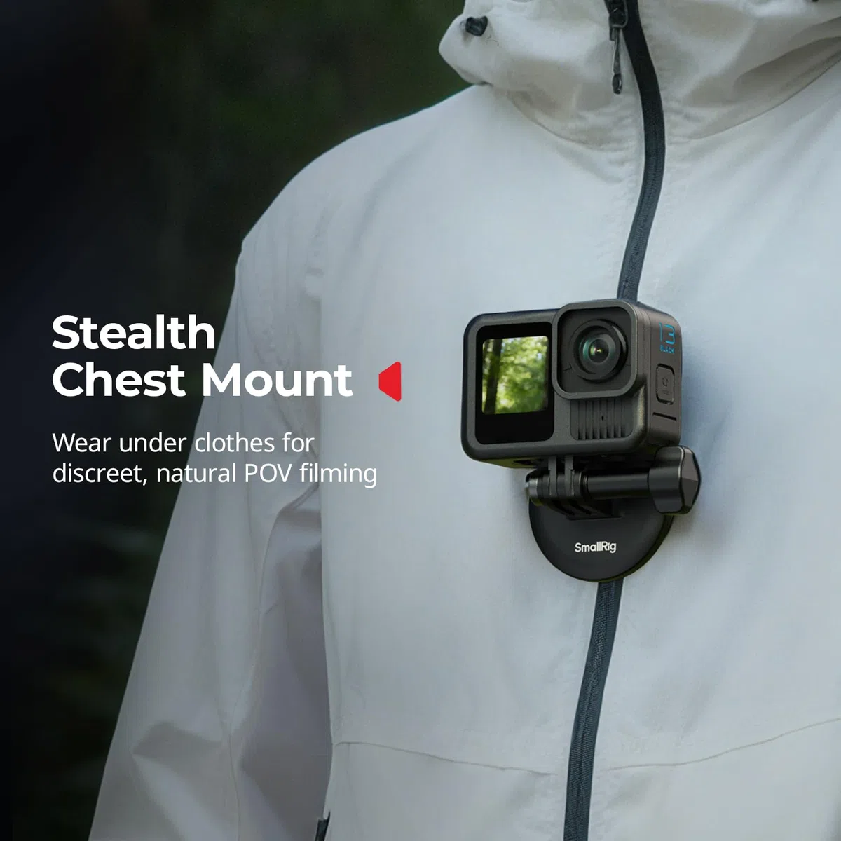 SMALLRIG Supporto magnetico da collo per action cam, supporto da collo a sgancio rapido per GoPro Hero 13/12/11/10/9, per DJI Osmo Action 5 pro/4/3, per Insta360 Ace Pro 2 - 5360