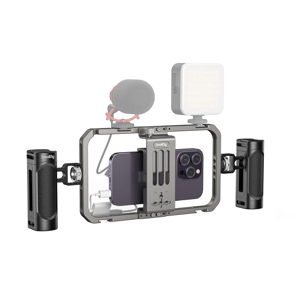 SMALLRIG Kit di Attrezzatura Video per Telefoni Cellulari Tutto in Uno per Creatori di Video Stabilizzatore Portatile in Alluminio per iPhone 17/16/15/14/13 Pro/Max e Altri Telefoni Android - 4121