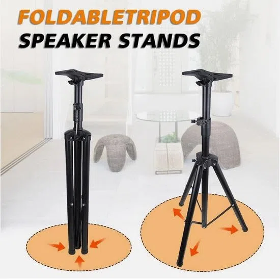 Supporto Stativo per Casse Acustiche Stativi per Altoparlanti Cavalletto Treppiede Diffusore Professionale ad Altezza regolabile Allungabile 120cm Pieghevole Universale