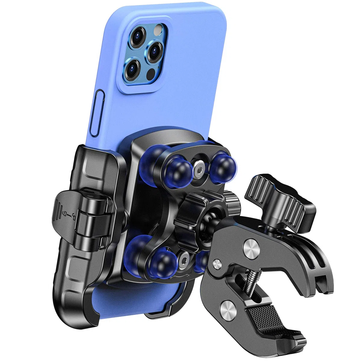 iMESTOU Supporto Cellulare Moto Antivibrazione, Supporto Universale Antivibrazione per Smartphone da 5,4"-7,2" Fino a 15 mm di Spessore, Sgancio Rapido, Adatto per Manubri di Moto e Bici da 12-45 mm