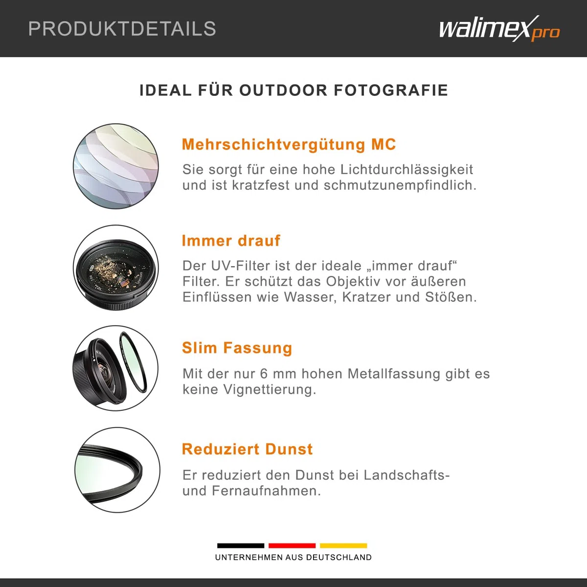Walimex pro Filtro UV Slim MC 95 mm – Protezione dai raggi UV e dallo sporco, rivestimento multistrato di alta qualità, estremamente sottile e poco applicabile, inclusa custodia protettiva