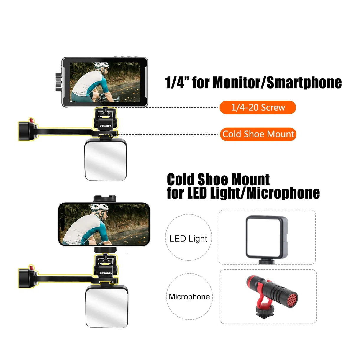 RS4 Telefono Titolare Estensione Maniglia RS3 Telefono Montare 1/4" Freddo Scarpa Compatibile per DJI Ronin S4/RS4 PRO/RS3/RS3 PRO/Ronin S3 Mini/Ronin RS2/RSC2 Gimbal Stabilizzatore