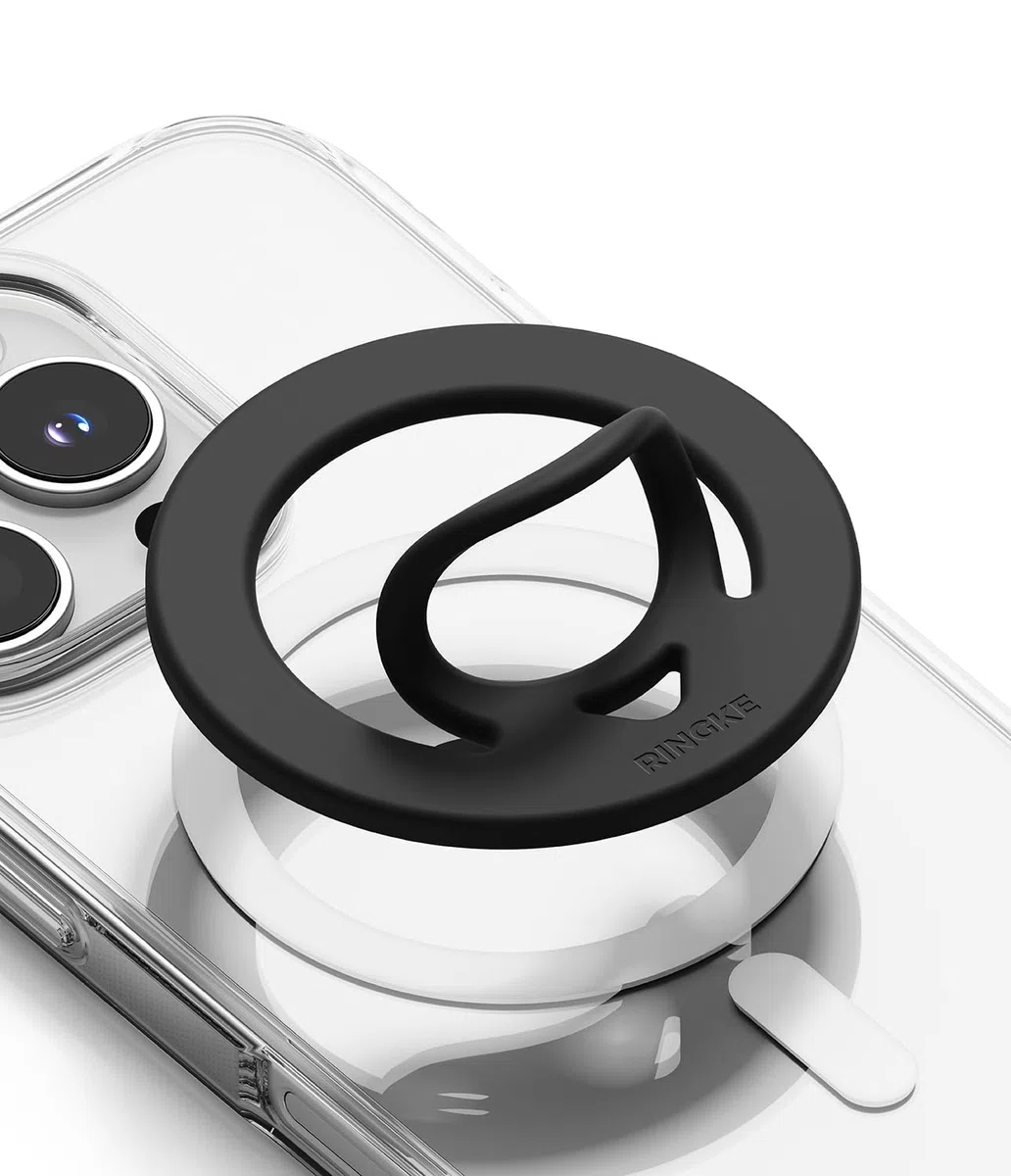 Ringke Dual Magnetic Silicone Ring, Compatibile con Custodie Magnetiche per Telefono, Supporto Magnetico Rimovibile per Telefono su Entrambi i Lati - Black