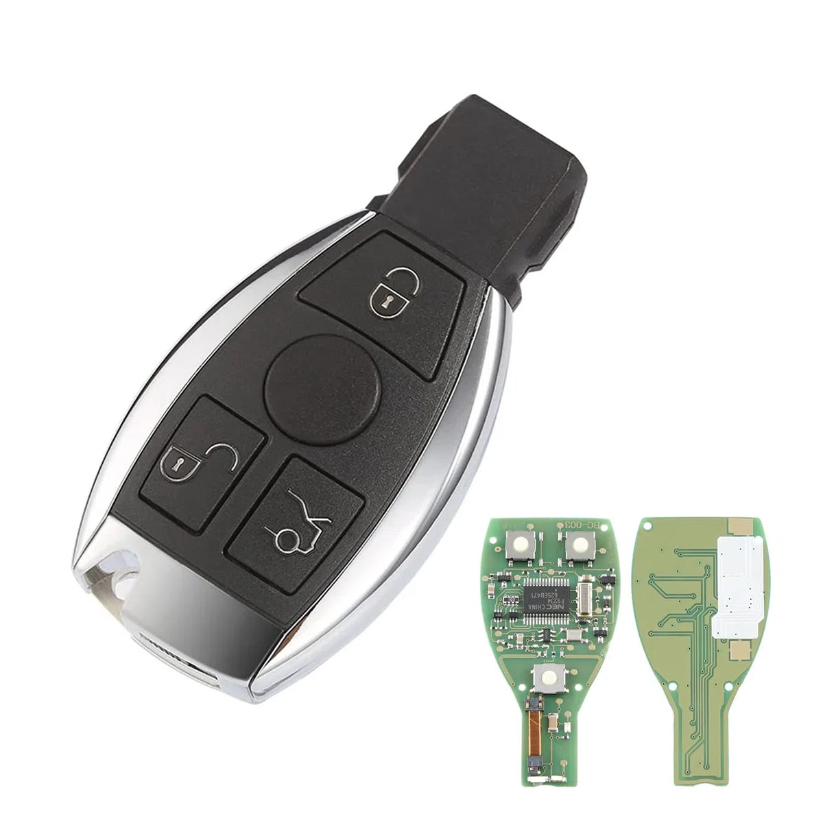 3 Tasti Mercedes 433 MHz Guscio Chiave Telecomando, Telecomandi per Auto con chip BGA Lama NEC per Mercedes Ben-z A B C E S Classe G CLK SLK Classe W204 W211 Ricambio Chiave