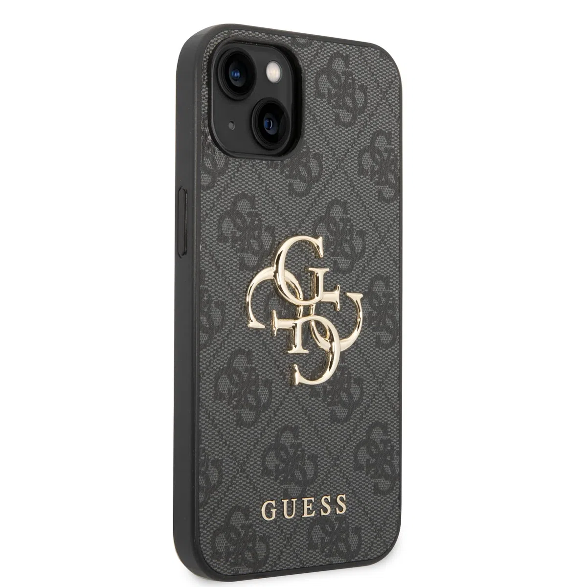 Guess Golden Logo compatibile con iPhone 14 e 13, colore grigio, GUHCP14S4GMGGR, nero