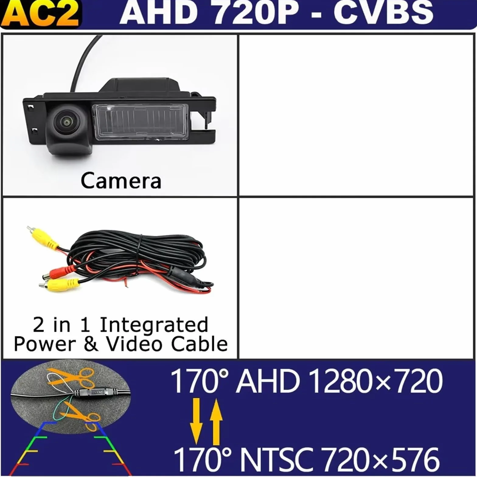 Telecamera Retromarcia Per Alfa Per Romeo Per MITO Per Giulietta 156 159 166 147 170° AHD Vista Posteriore Veicolo Macchina Fotografica Reverse Monitor Android Telecamera Posteriore(AHD 720P CVBS 170)